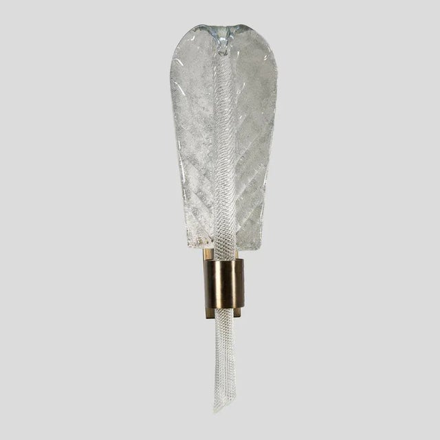 Large Hand Blown Glass Leaf Wall Lights by Carlo Fuga, 1990s, Set of 2 For Sale - Image 4 of 6