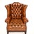 1930s Deep Buttoned Leather Wing Back Armchair, 1930s For Sale - Image 5 of 9
