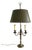 1950s Bronze Three Light Bouillotte Table Lamp With Painted Tole Shade For Sale
