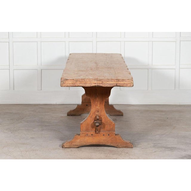 circa 1880 Monumental 19th century Scottish Estate Made Scrub Top Pine Refectory Table - 7cm Thick Two Plank Removable...