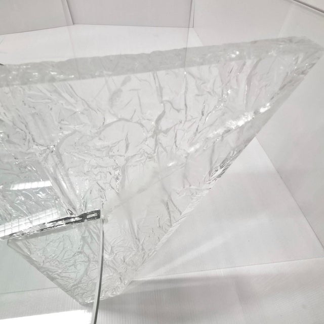 Vintages Round Coffee Table in Textured Acrylic Glass and Glass by Jeannot Cerutti, 1980s For Sale - Image 10 of 13