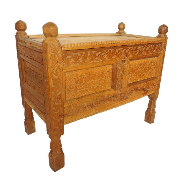 Vintage Afghan Chest in Wood, 1930s For Sale