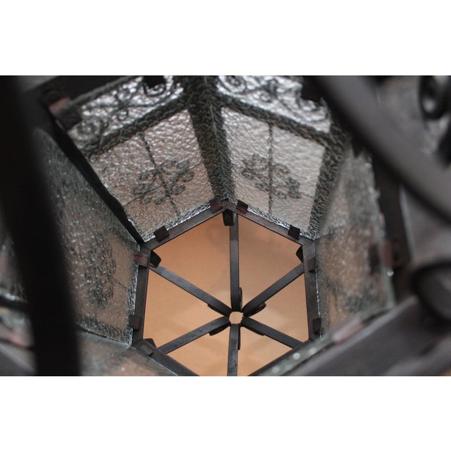 Large Wrought Iron Porch Lantern For Sale - Image 13 of 14