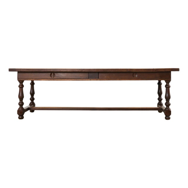 19th Century Country French Oak Farmhouse Trestle Dining Table 8 Ft. For Sale