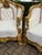 French 1950s Artisan Louis XVI Gold Wood Leather Bergères-Pair For Sale - Image 3 of 9
