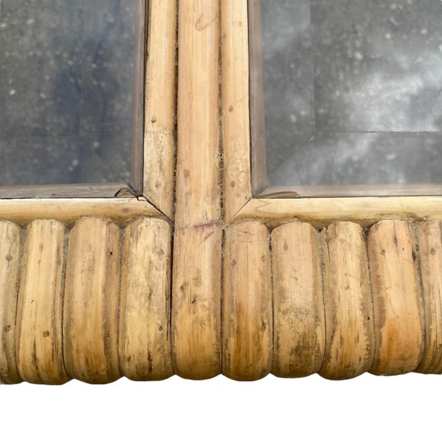 Vintage Split Bamboo Dining Table With Smoked Glass For Sale - Image 4 of 10