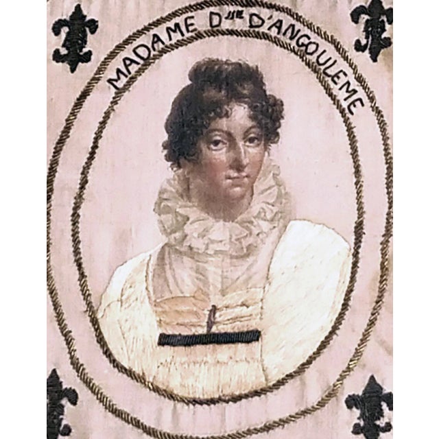 Early 19th Century French Royal Silkwork Portrait of Marie Thérèse of France, Duchesse D’Angoulême, Daughter of Marie Antoinette France, Circa 1814–1824 For Sale - Image 5 of 7