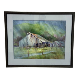 Hal Booth East Bay Barn Tassajara Road Framed Watercolor, Circa 1996 For Sale