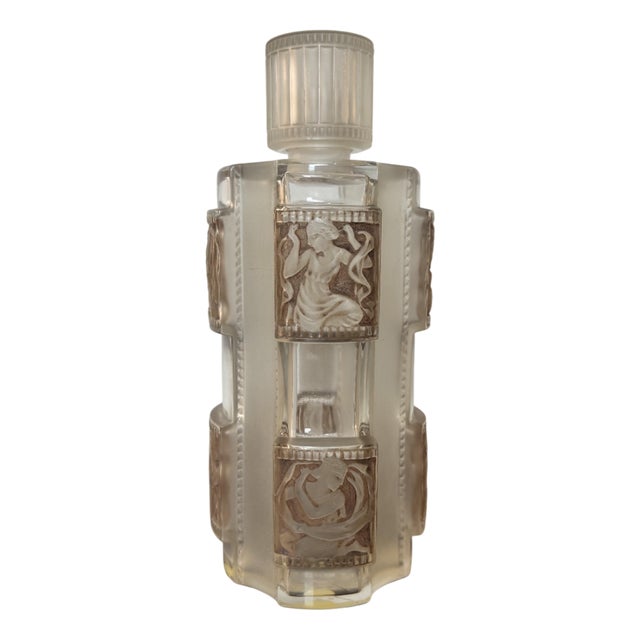 Helene Perfume Bottle in Glass with Sepia Patina by René Lalique for Lalique, 1940s For Sale