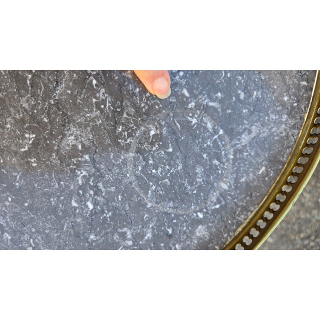Vintage French Louis XVI–Style Marble-Top Side Tables With Pierced Brass Galleries — A Pair For Sale - Image 18 of 18