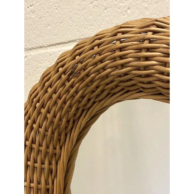 Oval Mirror in Wicker and Bamboo, 1980s For Sale - Image 4 of 8
