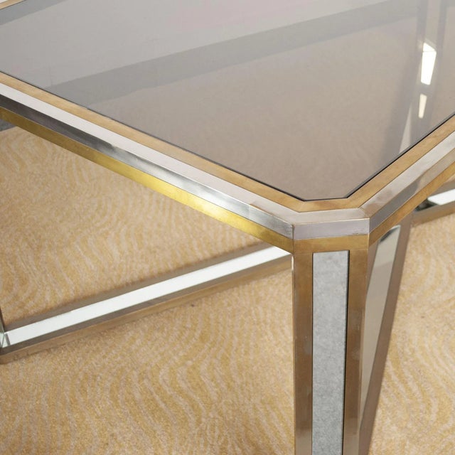 Dining Table in Brass and Mirror, 1970s For Sale - Image 4 of 8