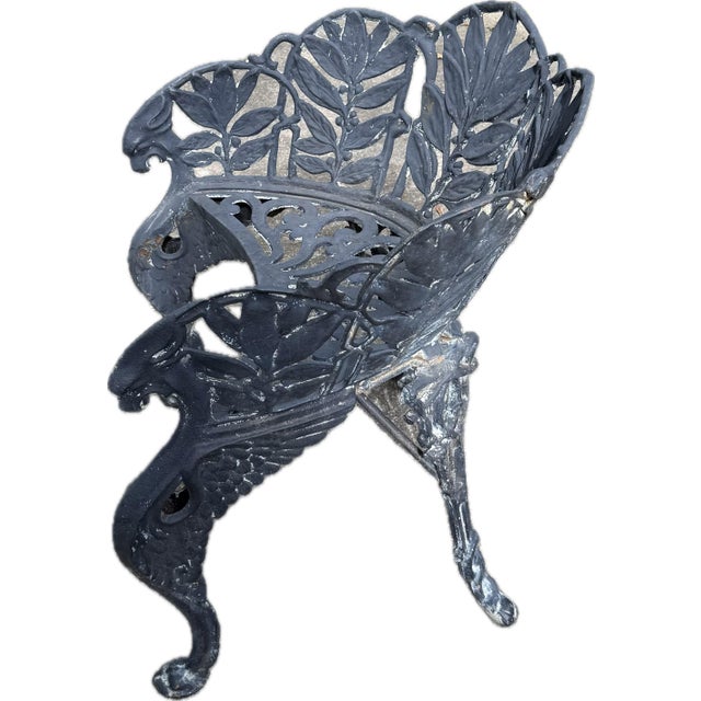 Late 19th Century Cast Iron Laurel Griffin Garden Chair Bench For Sale - Image 4 of 12