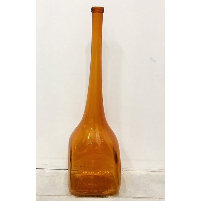 Mid-Century Modern Vintage Yellow Bottleneck Art Glass Yellow Vase For Sale - Image 3 of 3