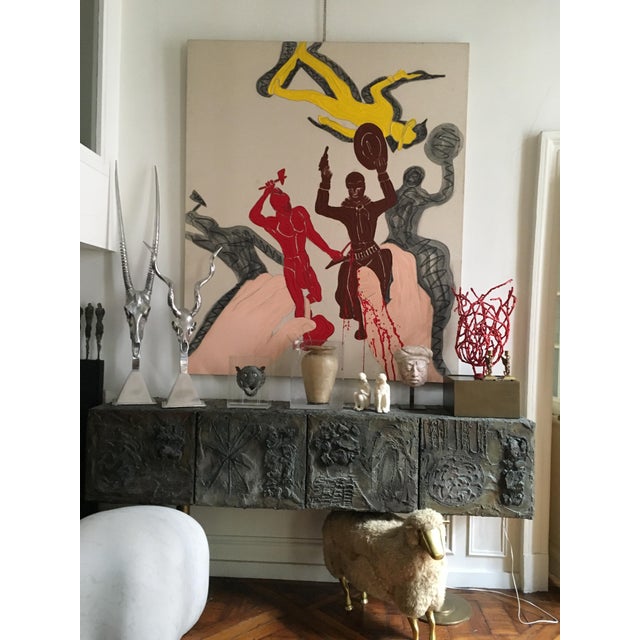 Arthur Court, Kudu Antelope Skull Sculpture on Pyramid Base, 1980s, Aluminum For Sale - Image 3 of 7