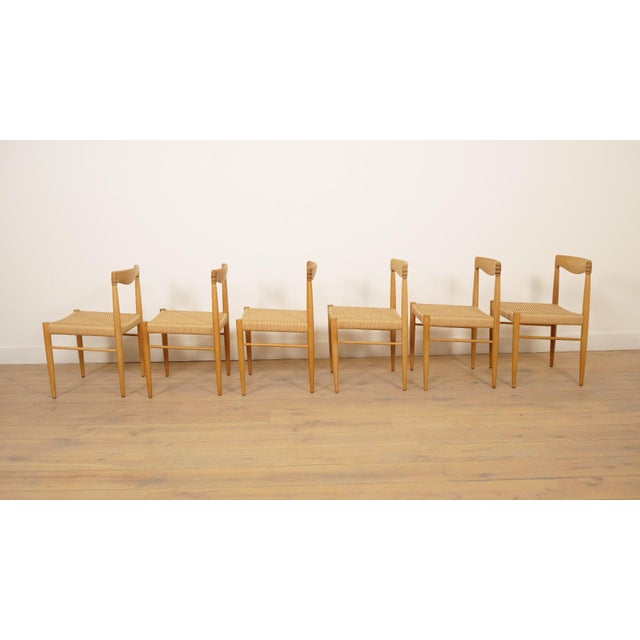 Vintage Oak Dining Chairs by H.W. Klein for Bramin, 1950s, Set of 6 For Sale - Image 8 of 16