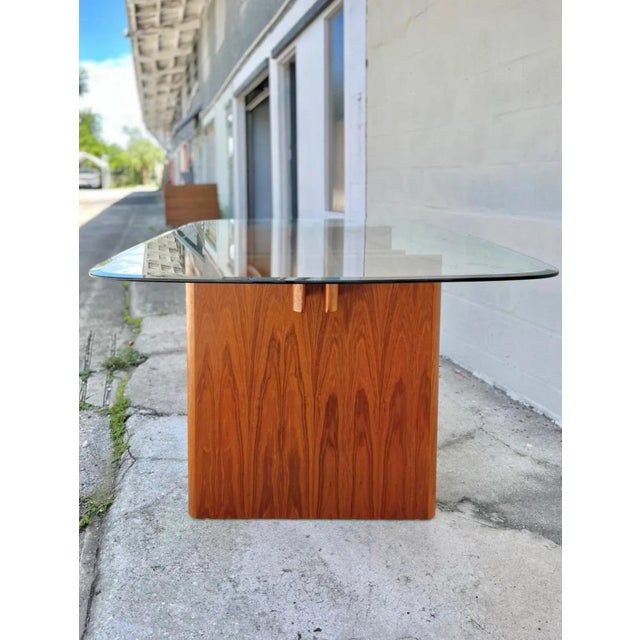 Brown Danish Modern Modular Dining Table With Glass Top | by Gustav Gaarde for Trekanten For Sale - Image 8 of 12