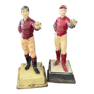 Pair of Vintage Cast Iron Lawn Jockey Hitching Posts For Sale