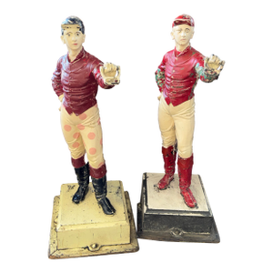 Pair of Vintage Cast Iron Lawn Jockey Hitching Posts
