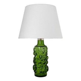 Scandinavian Modern Green Art Glass Table Lamp, Sweden, 1970s For Sale
