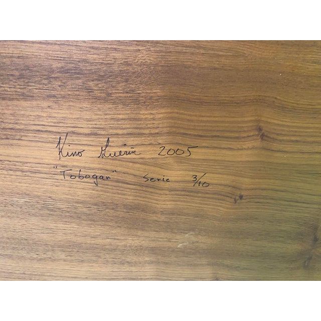 Wood Late 20th Century Kino Guerin Sculpted Bent Wood Ribbon Coffee Table in Laminated Walnut, Signed For Sale - Image 7 of 11