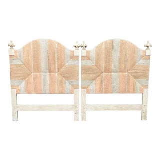 Vintage Wrapped Rush Twin Headboards - a Pair For Sale