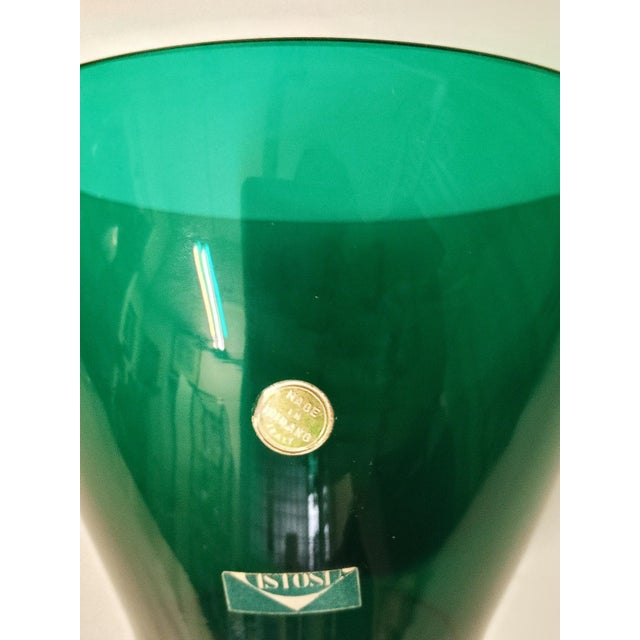 Emerald Green Murano Glass Vase by Vistosi, 1960s For Sale - Image 4 of 5