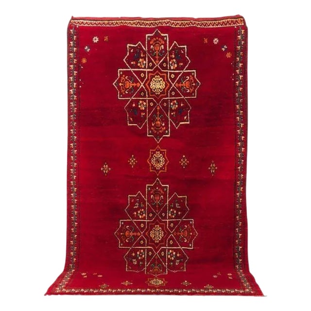 Vintage Moroccan Tribal Red Berber Handmade Area Rug 6 X 10 For Sale