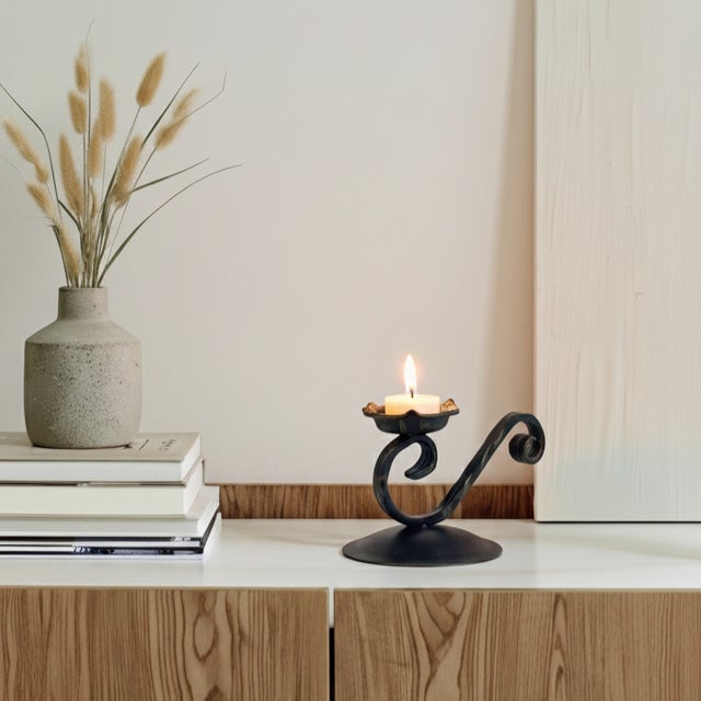 Metal Cadence Candlestick | Handcrafted Curved Metal Candle Holder for Artistic Decor For Sale - Image 7 of 7