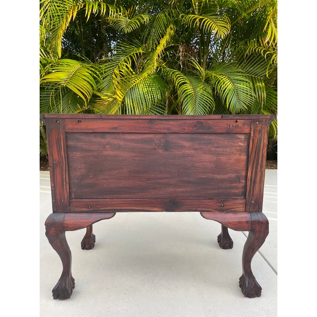 Wood Vintage From 1960's Carved Mahogany Chippendale Side Entrance Server Table For Sale - Image 7 of 9