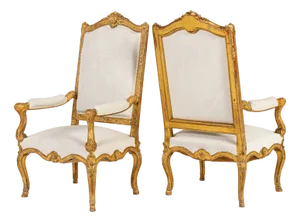 Set of French Régence Giltwood Armchairs, 1900s