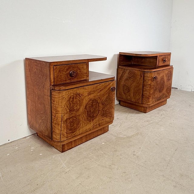 Set of two bedside tables from the former Czechoslovakia. Although they have seen better days, they are definitely worth...