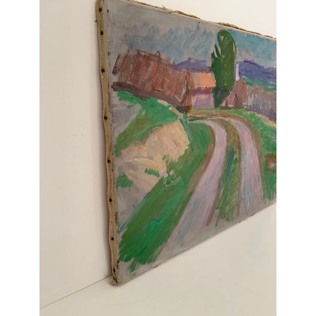 Light Pink 1960s Kaspar Ilg Oil on Canvas Landscape Painting For Sale - Image 8 of 10