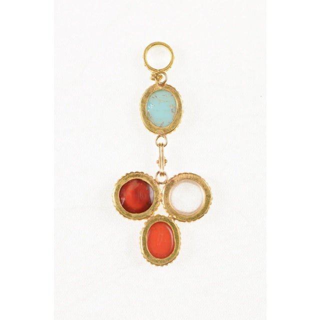 Gold Antique Roman Glass & 21k Gold Drop Pendant For Sale - Image 8 of 9