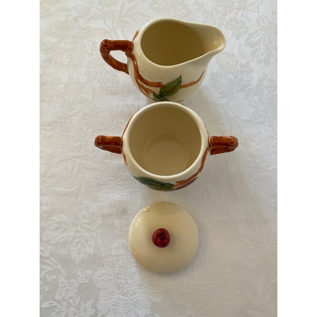 Late 20th Century Franciscan Apple Pattern Sugar Bowl With Lid and Creamer For Sale - Image 10 of 11