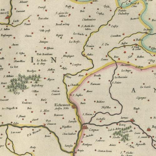 Antique Blaeu Map of Saintonge, Angoumois and La Rochelle, 1642 For Sale - Image 4 of 12