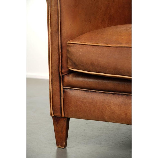 English Sheepskin Club Armchair in Light Cognac Color | Chairish