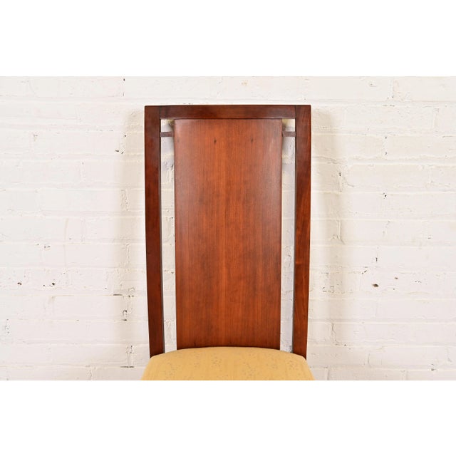 Frank Lloyd Wright Sculpted Mahogany High Back Dining Chairs, Set of Eight For Sale In South Bend - Image 6 of 13