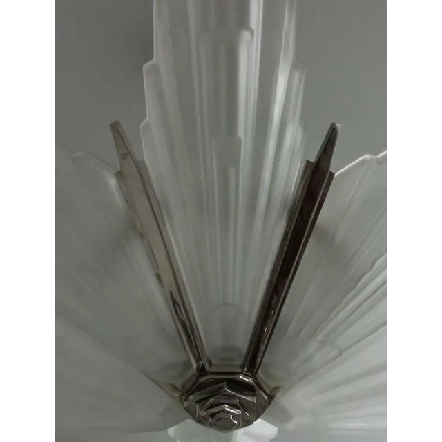 Art Deco French Art Deco Geometric Six-Panel Chandelier by Sabino For Sale - Image 3 of 7