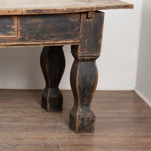 Late 18th Century Danish Baroque Oak Console Table With Black Painted Base For Sale - Image 14 of 15