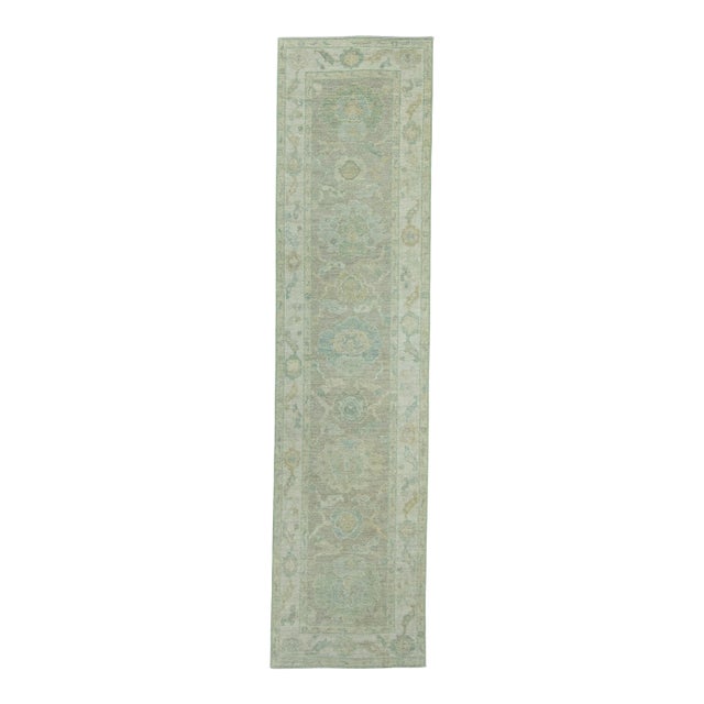 Turkish Oushak Rug 2'6" x 10'1" #19239 For Sale
