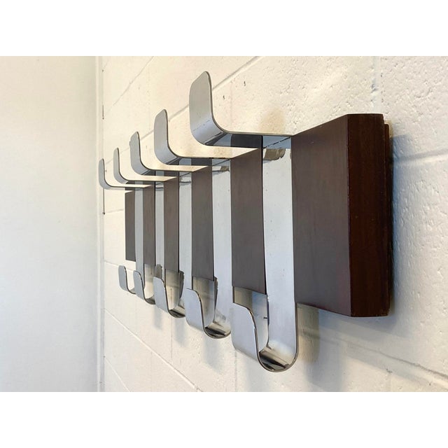 Wooden and Steel Coat Hanger, 1970s For Sale - Image 5 of 6