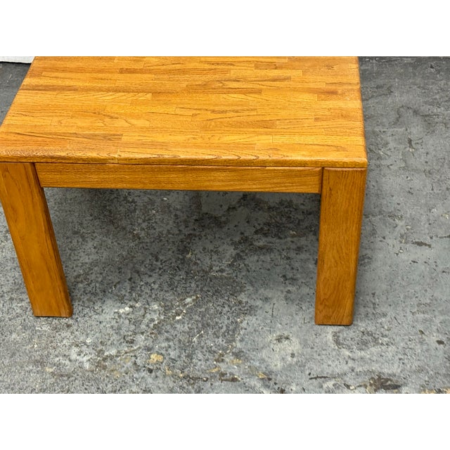 Wood Modernist Butcher-Block Oak Side Table, Vintage For Sale - Image 7 of 12