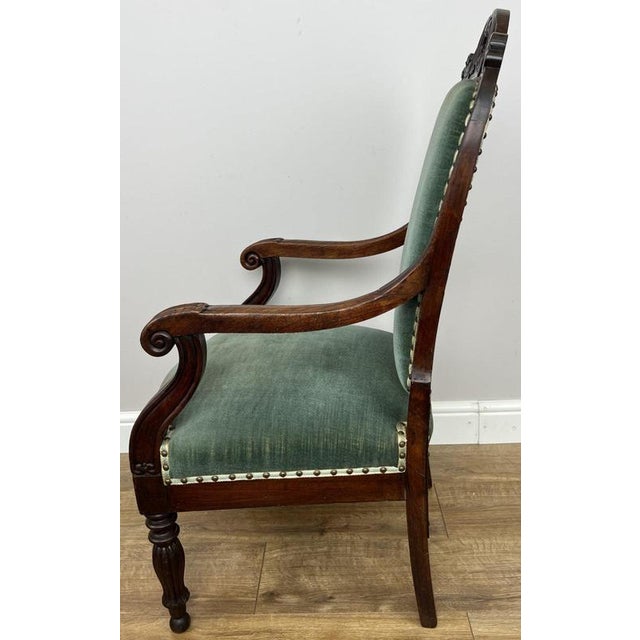 Antique French Style Armchair in Walnut For Sale - Image 10 of 16