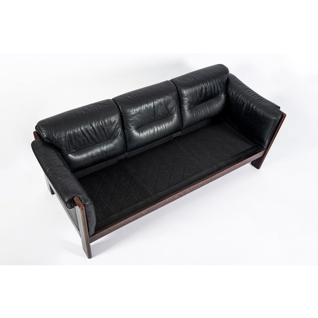 Mid Century Danish Black Leather Sofa in Style of Arne Norell For Sale - Image 9 of 14