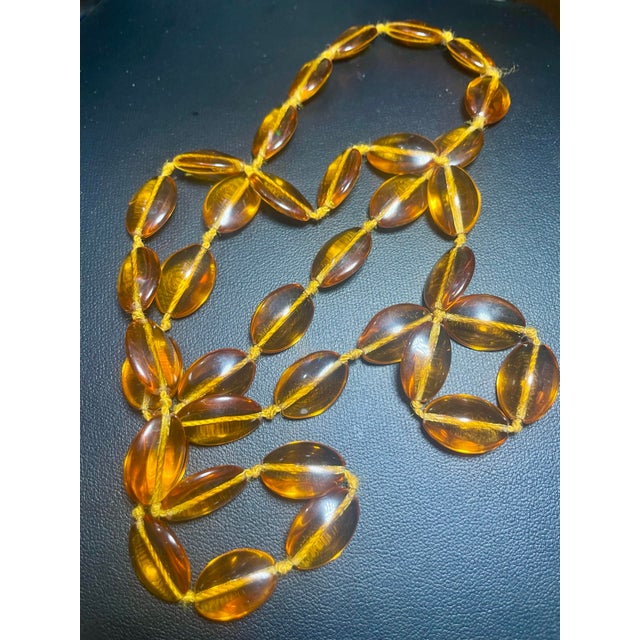 1930s 1930s Golden Yellow Amber Bohemian Czech Glass Beaded Necklace For Sale - Image 5 of 9