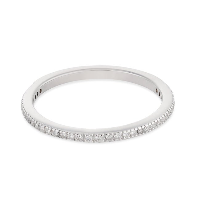 Contemporary Contemporary Diamond 18k White Gold Half Eternity Band, Size 6.25 For Sale - Image 3 of 4