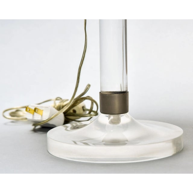 Pair Mid Century Italian Lamps With Lucite Base and All Glass Shades For Sale - Image 12 of 12