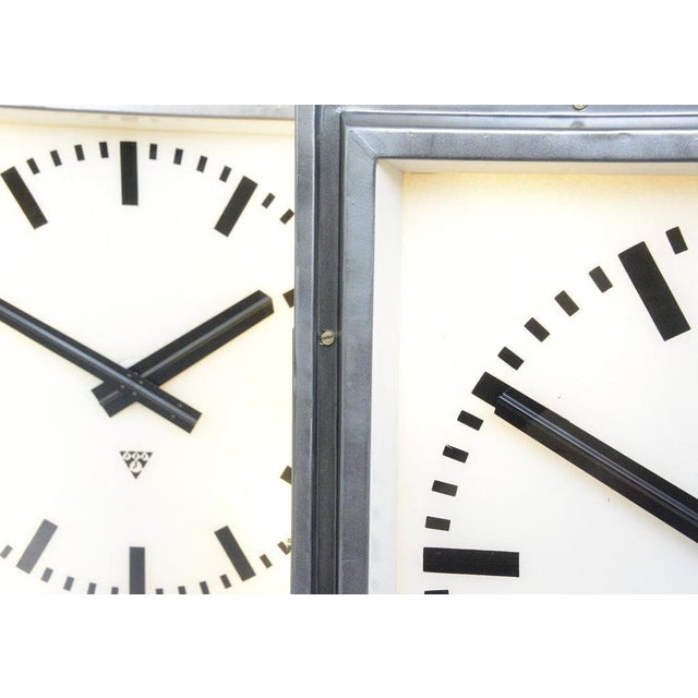 Glass Xl Light Up Station Clocks from Pragotron, 1950s For Sale - Image 7 of 12