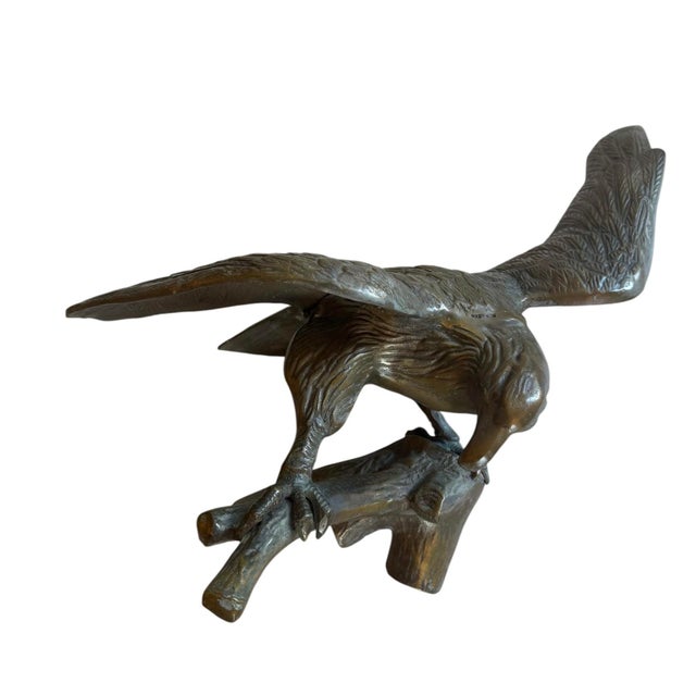 Metal Antique Solid Brass Eagle Statue For Sale - Image 7 of 9